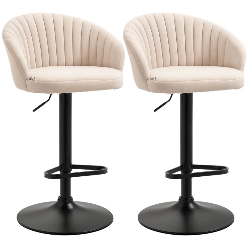 HOMCOM Modern Upholstered Adjustable Barstools with Swivel Seat