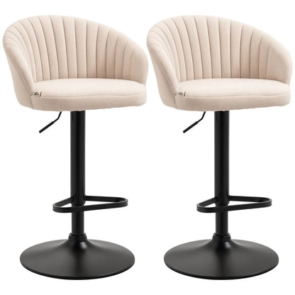 HOMCOM Modern Upholstered Adjustable Barstools with Swivel Seat