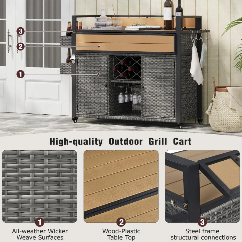 Outdoor Grill Cart with Extended Table Top
