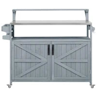 Outdoor Kitchen Island with Raised Shelf
