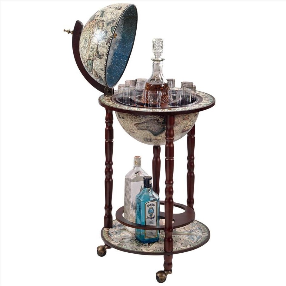 Sixteenth Century Crema Durata Globe Bar Cabinet