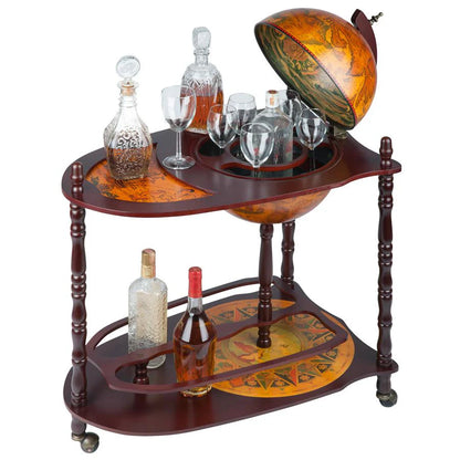 Old World Italian Replica Globe Bar Cart