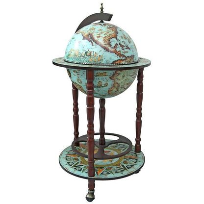 Sixteenth Century Cielo Blue Globe Bar Cabinet