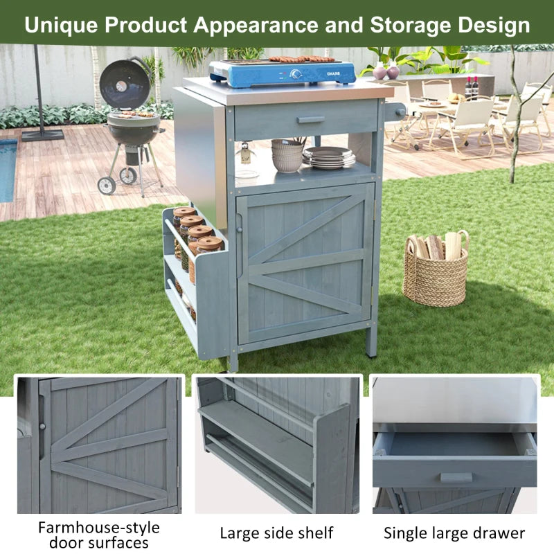Outdoor Grill Cart with Stainless Steel Top
