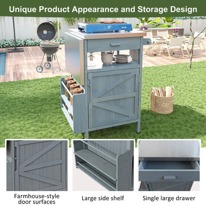 Outdoor Grill Cart with Stainless Steel Top