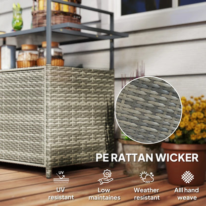 Outsunny 2-Tier Shelf PE Rattan Outdoor Bar