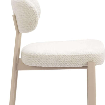 Side view of Set of Two Gray Wood and Fabric Low Back Bar Chairs showcasing the fabric seat and back design.