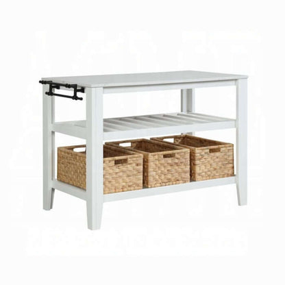 Acme Sezye Kitchen Island Cart with Storage Wooden Countertop