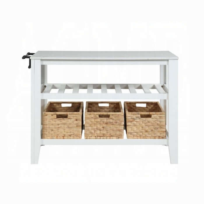 Acme Sezye Kitchen Island Cart with Storage Wooden Countertop