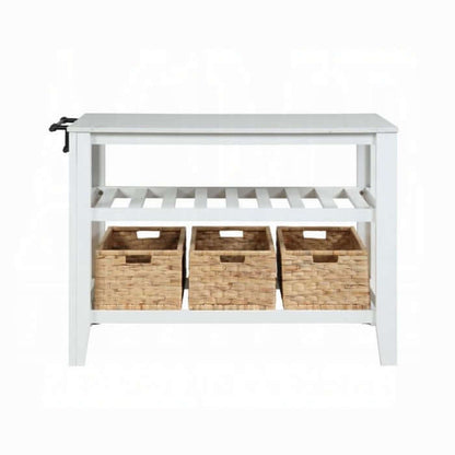Acme Sezye Kitchen Island Cart with Storage Wooden Countertop