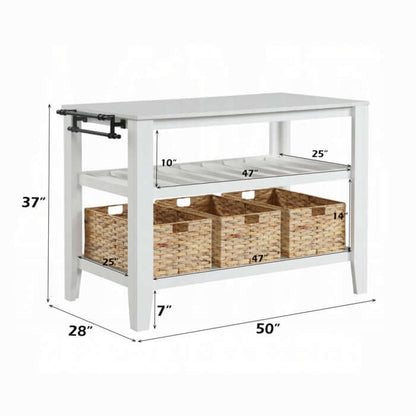 Acme Sezye Kitchen Island Cart with Storage Wooden Countertop