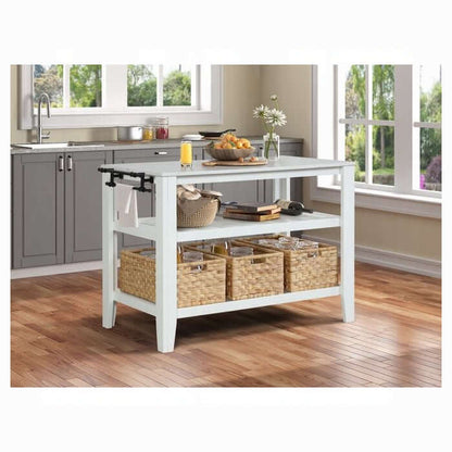 Acme Sezye Kitchen Island Cart with Storage Wooden Countertop