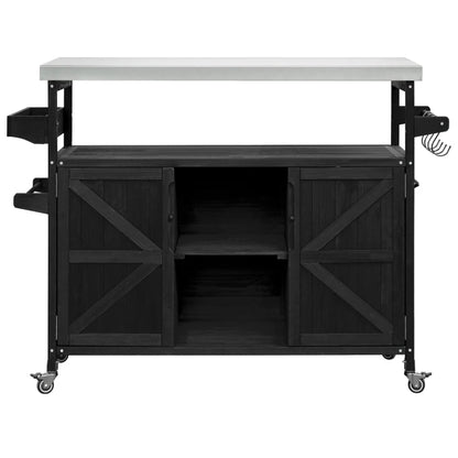 Black Outdoor Kitchen Rolling Bar Cart 