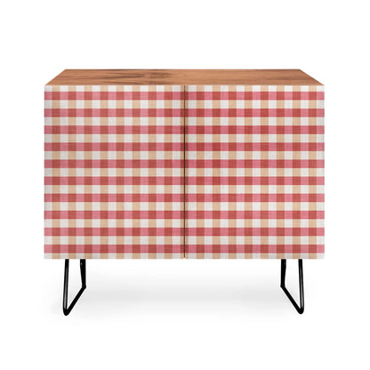 Avenie cozy gingham cabinet credenza
