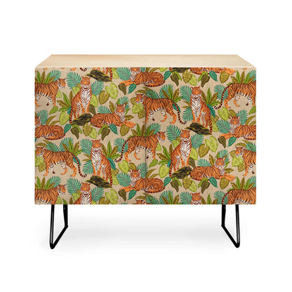 Avenie jungle tigers in sand cabinet credenza
