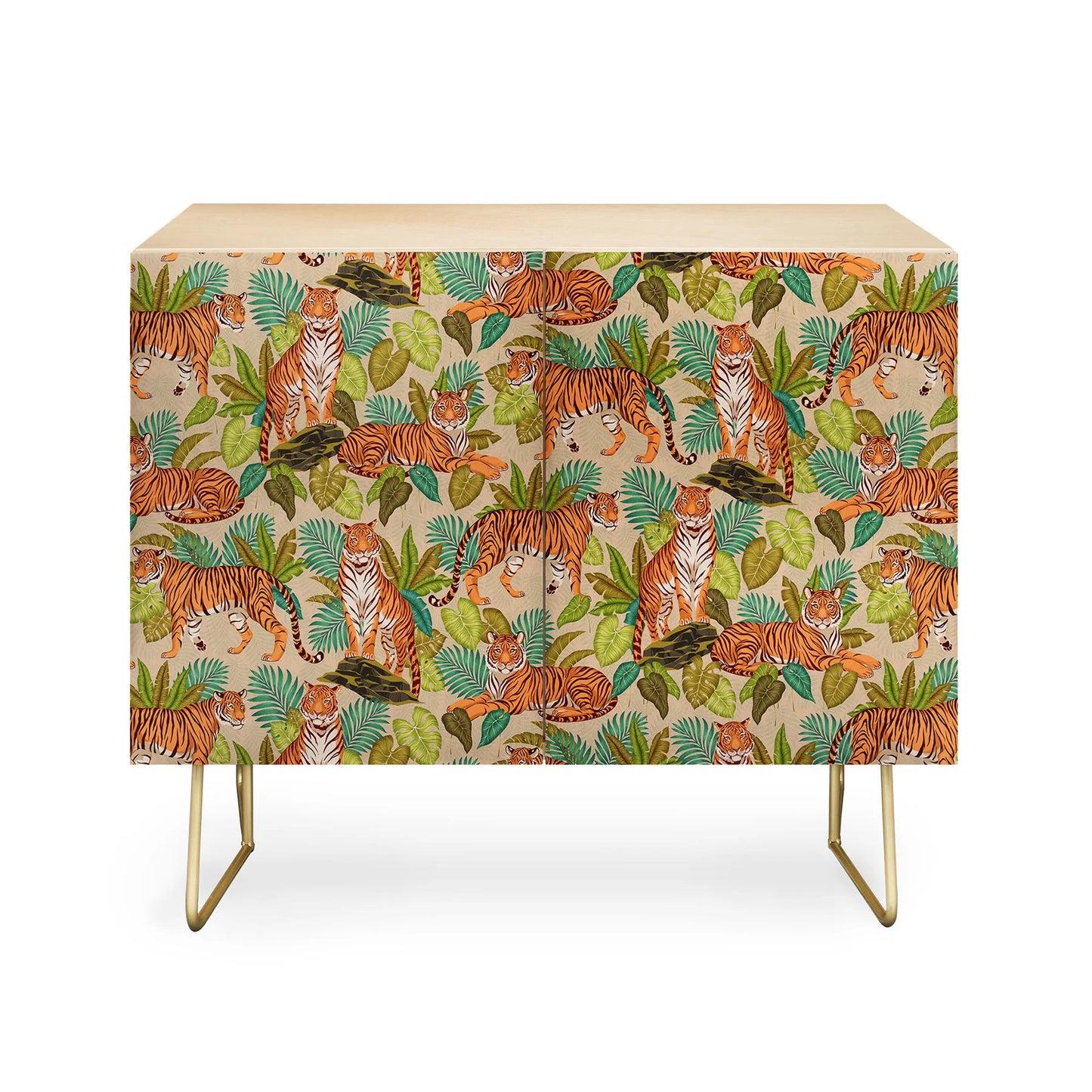 Avenie jungle tigers in sand cabinet credenza