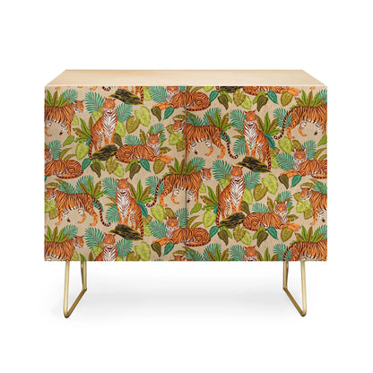 Avenie jungle tigers in sand cabinet credenza