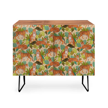Avenie jungle tigers in sand cabinet credenza
