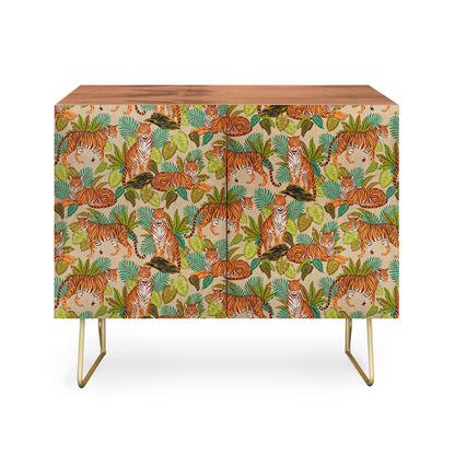 Avenie jungle tigers in sand cabinet credenza