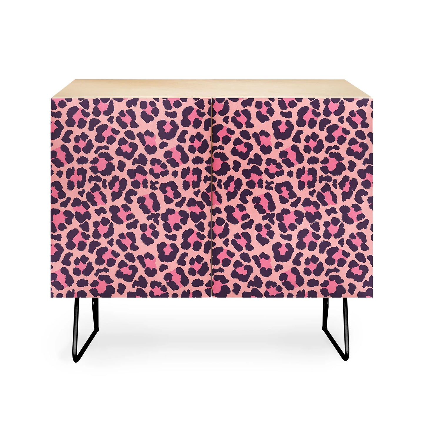 Avenie leopard print coral pink cabinet credenza