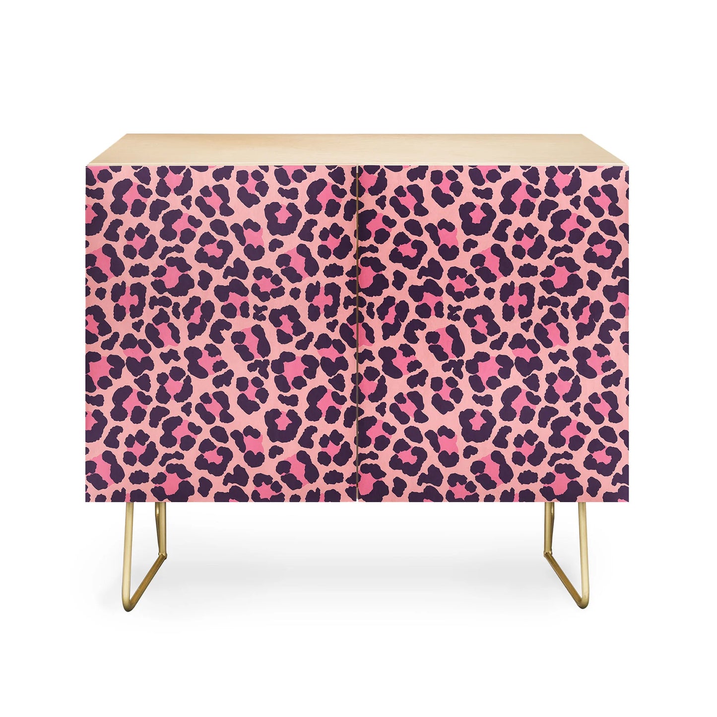 Avenie leopard print coral pink cabinet credenza