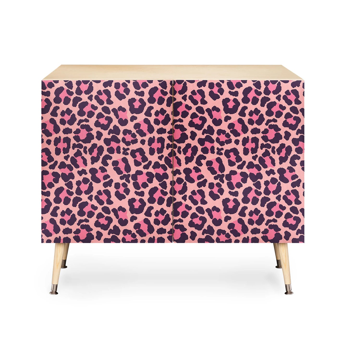 Avenie leopard print coral pink cabinet credenza