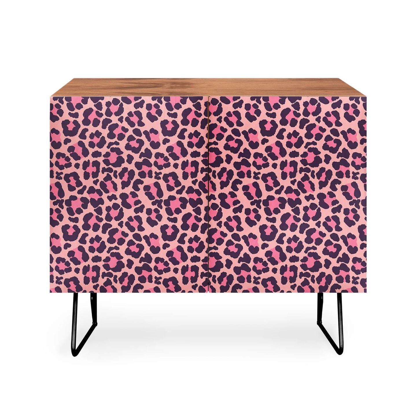 Avenie leopard print coral pink cabinet credenza