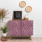 Avenie leopard print coral pink cabinet credenza