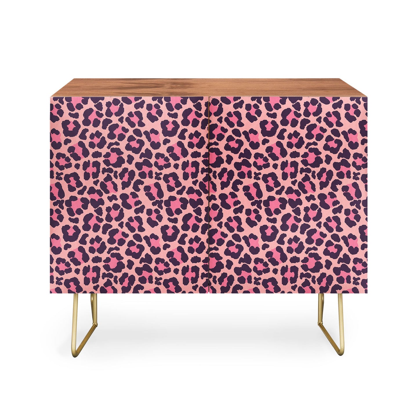 Avenie leopard print coral pink cabinet credenza