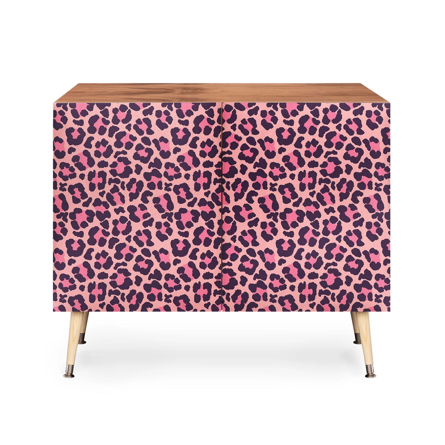 Avenie leopard print coral pink cabinet credenza