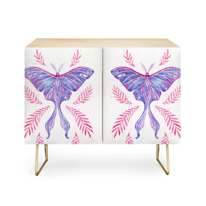 Avenie luna moth blue violet cabinet credenza