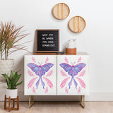 Avenie luna moth blue violet cabinet credenza