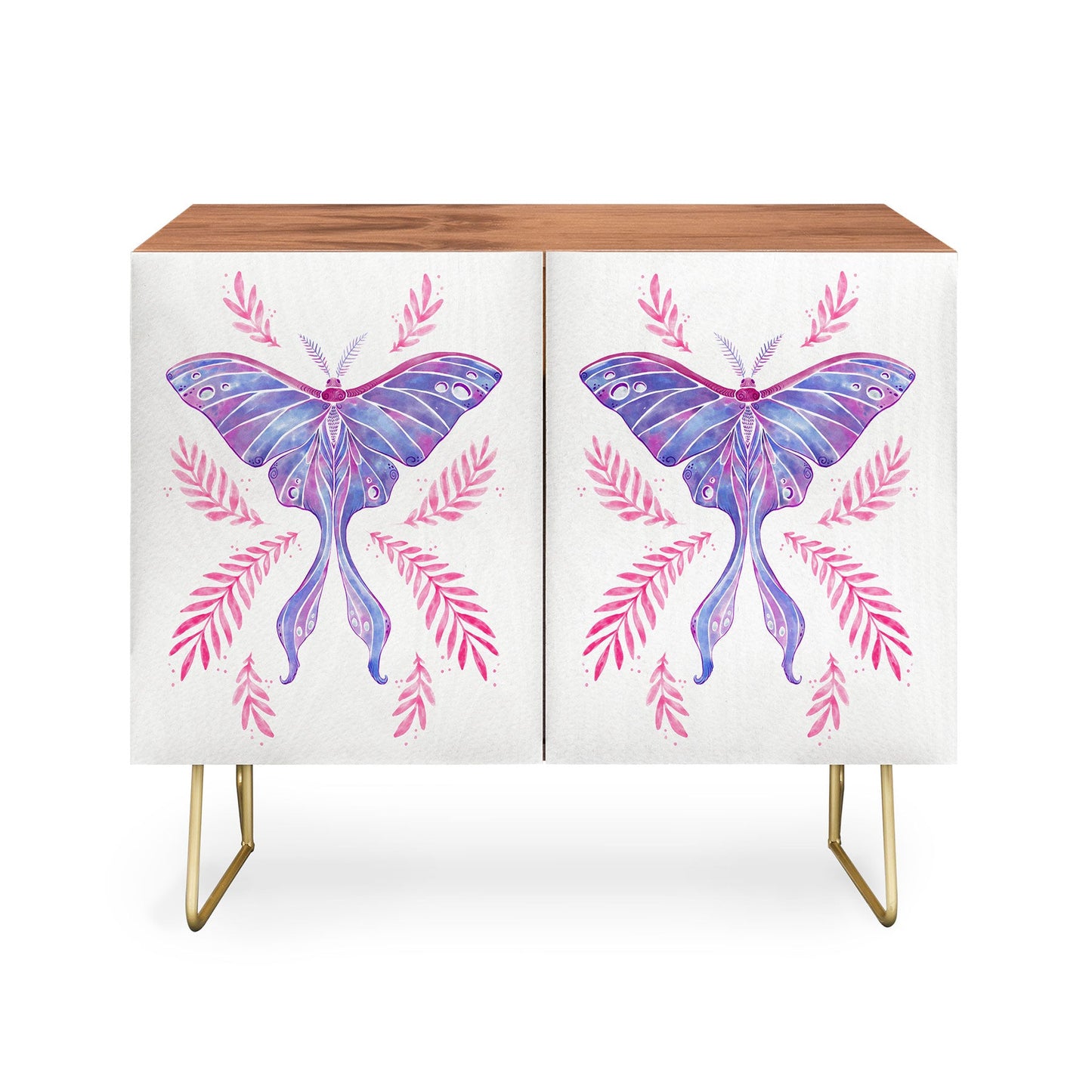 Avenie luna moth blue violet cabinet credenza