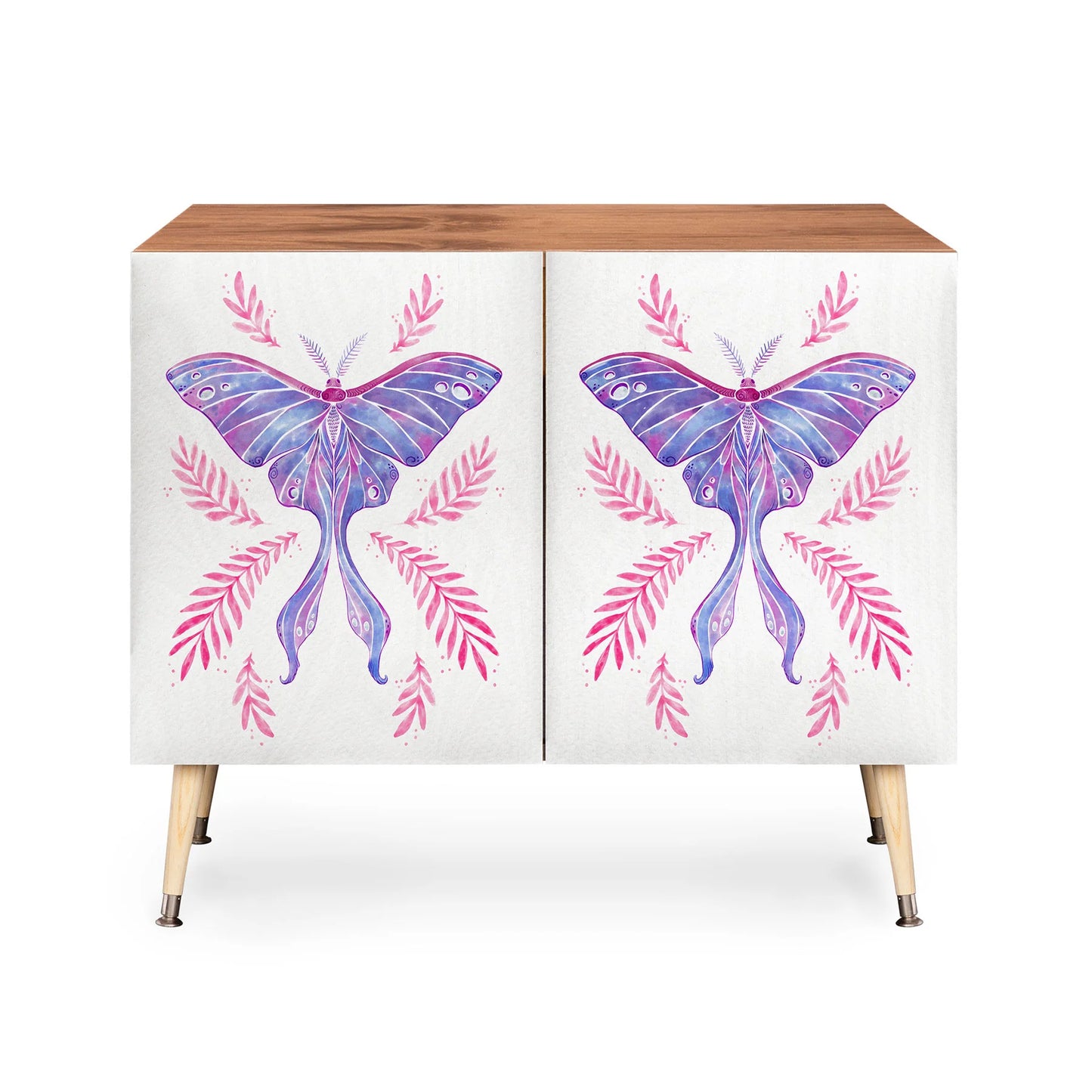 Avenie luna moth blue violet cabinet credenza