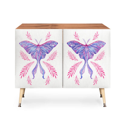Avenie luna moth blue violet cabinet credenza
