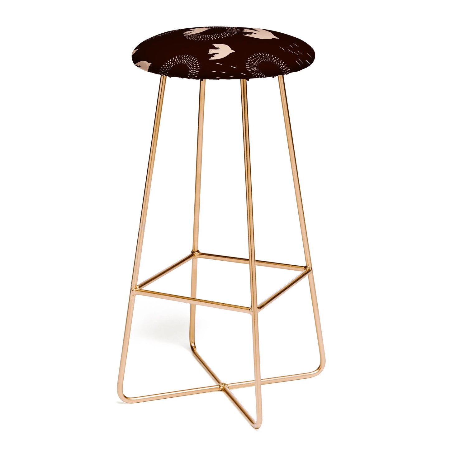 Espresso caramel boho birds stool