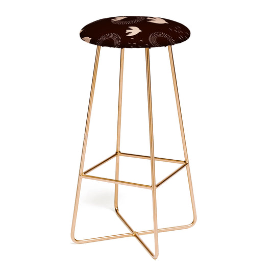 Espresso caramel boho birds stool