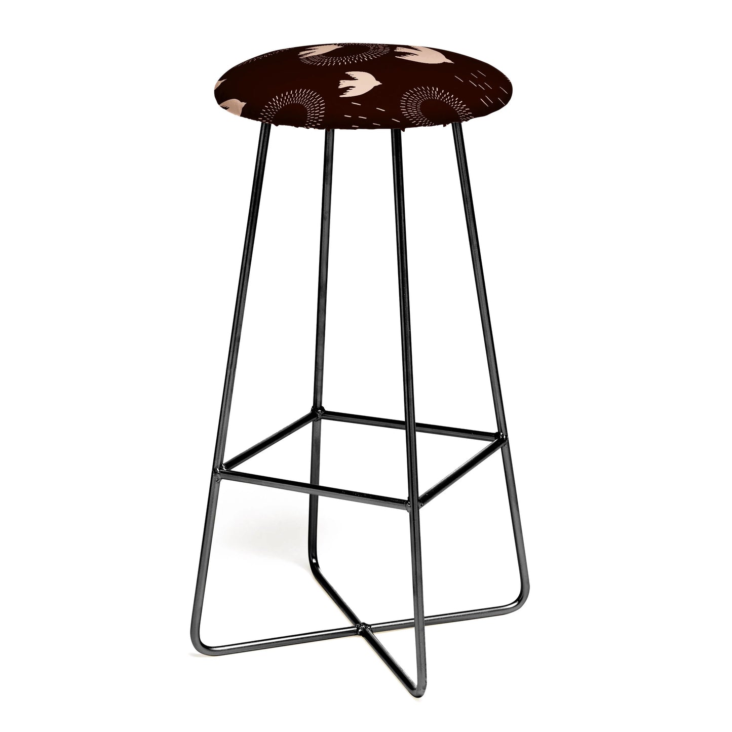 Espresso caramel boho birds stool