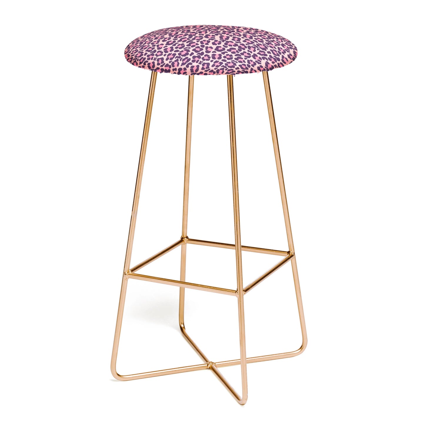 Leopard print coral pink stool