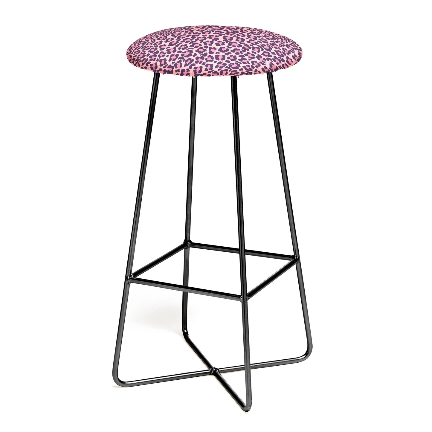 Leopard print coral pink stool
