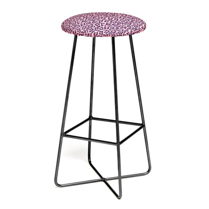 Leopard print coral pink stool