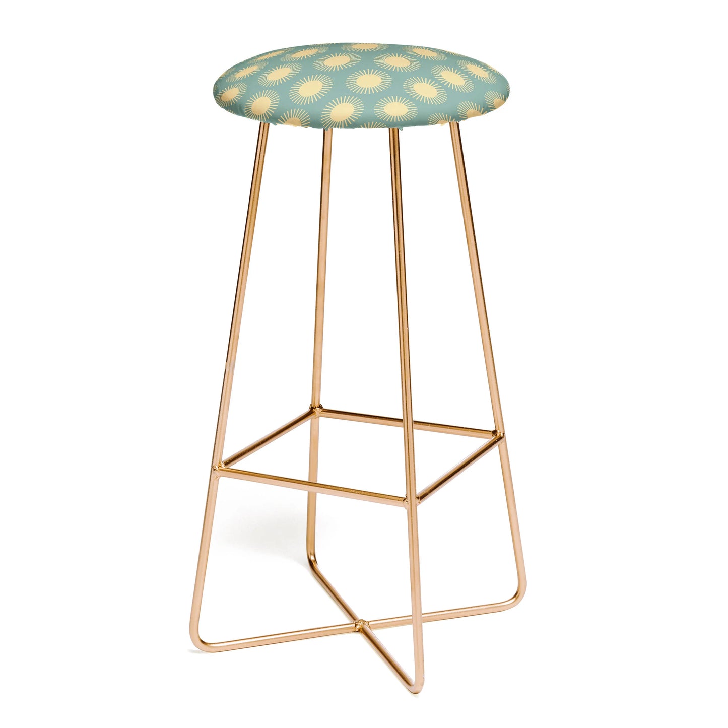 Cheerful sun pattern sage stool