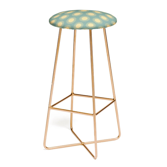 Cheerful sun pattern sage stool
