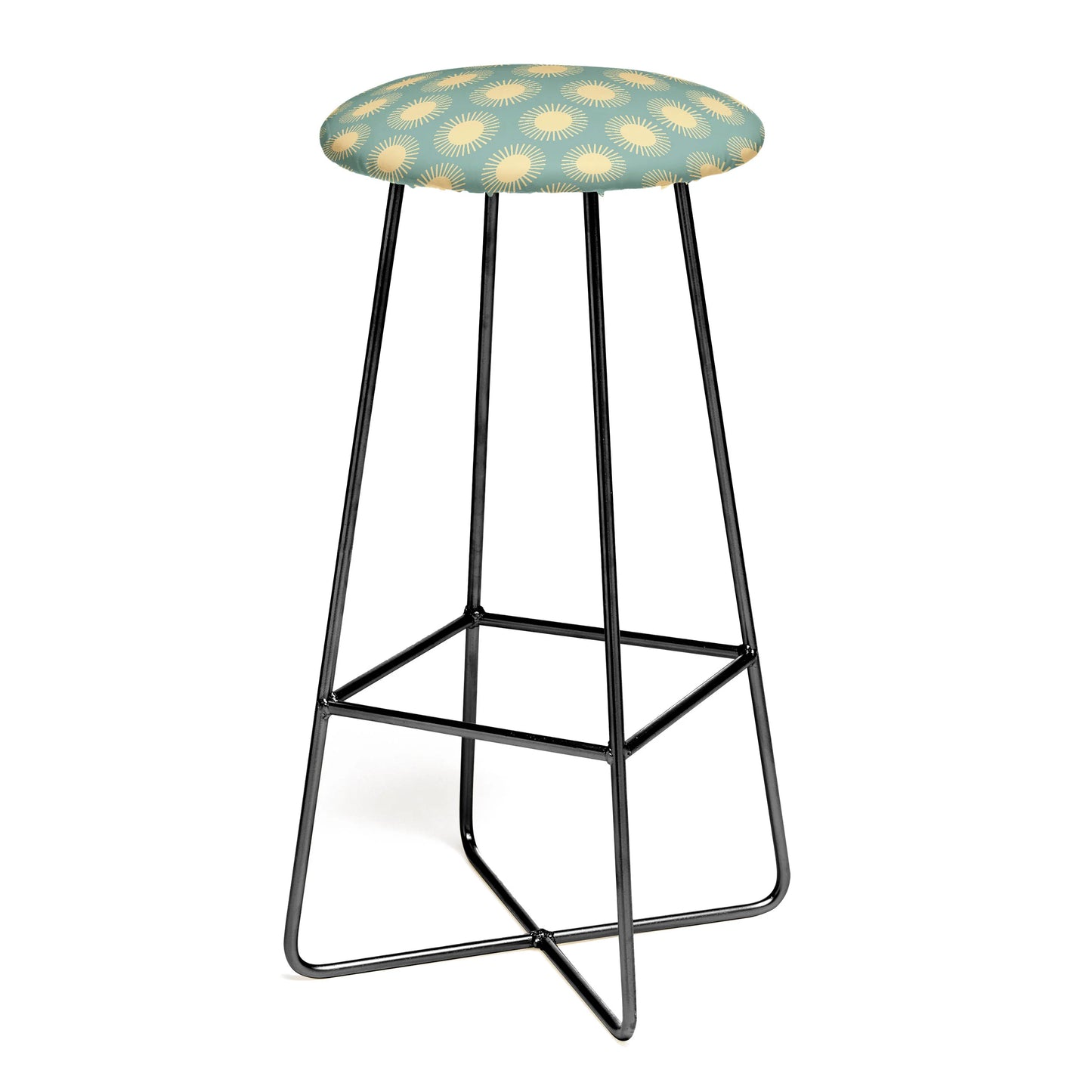 Cheerful sun pattern sage stool