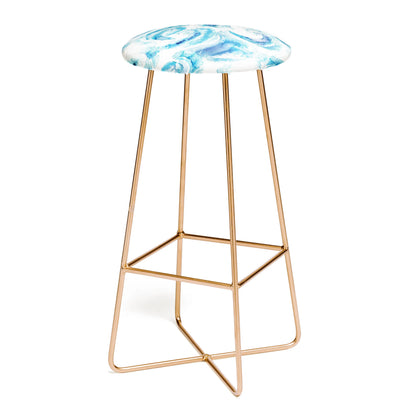 Sea waves blue coastal marine watercolor stool