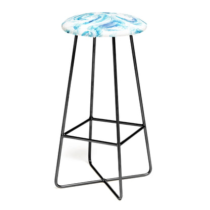 Sea waves blue coastal marine watercolor stool