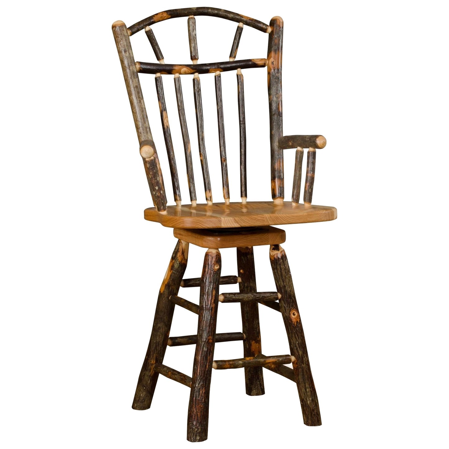 Hickory Wagon Wheel Swivel Stool with Arms