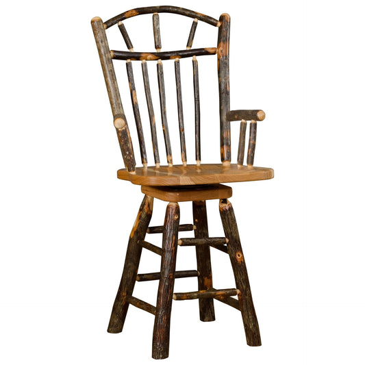 Hickory Wagon Wheel Swivel Stool with Arms