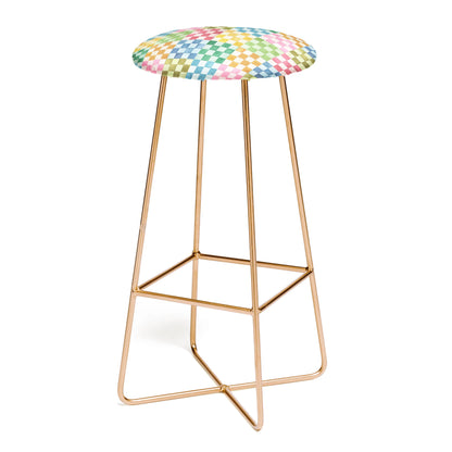Checkerboard watercolor squares mosaic stool