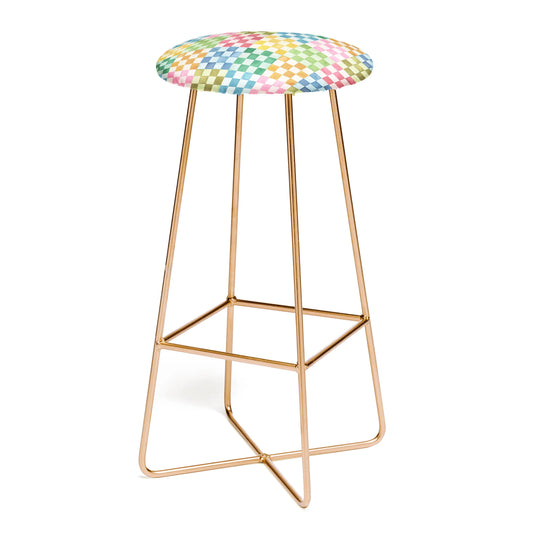 Checkerboard watercolor squares mosaic stool